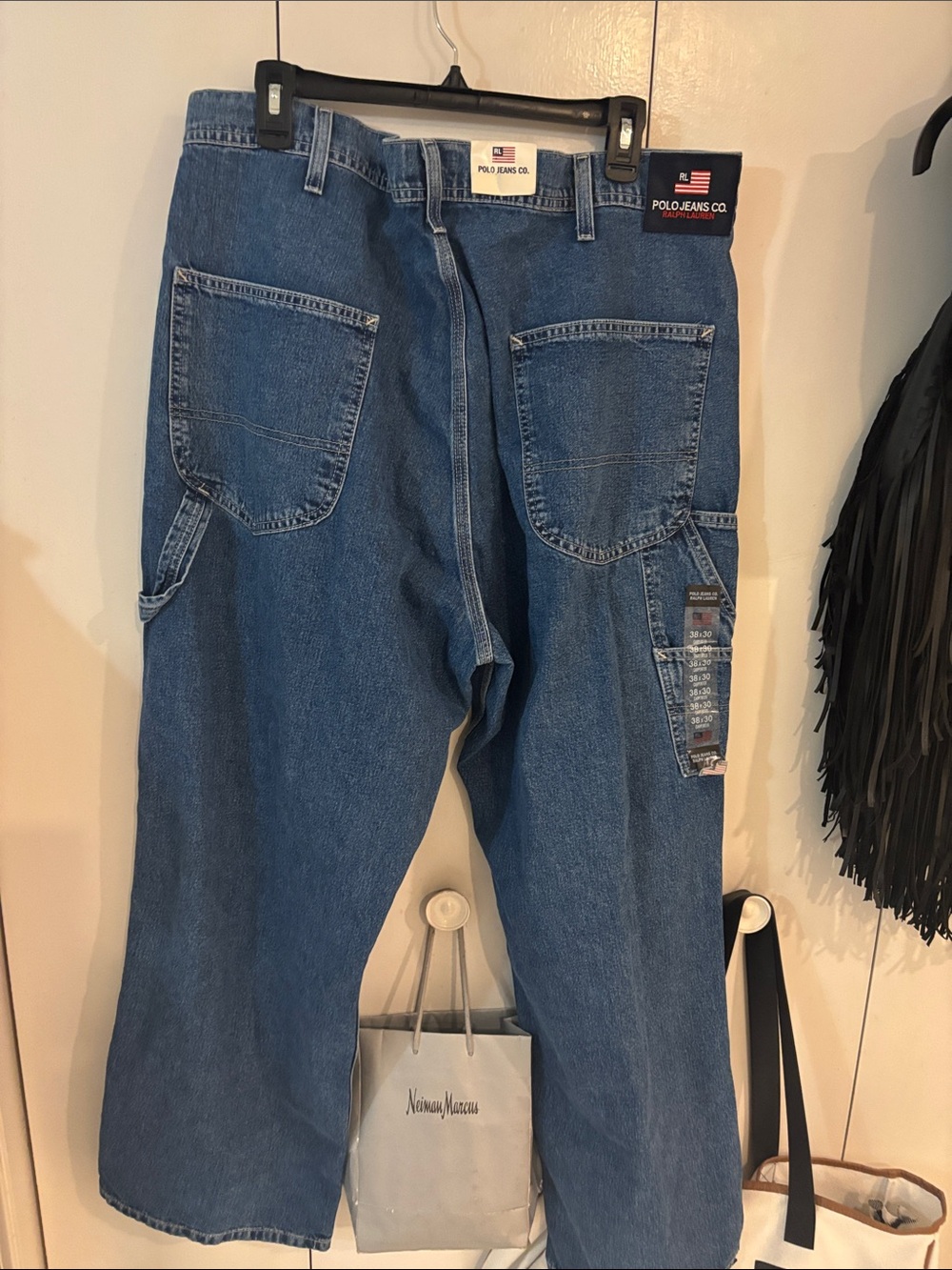 Vtg Polo Jeans Co Ralph Lauren New Carpenter Logo Patch Jeans,38x30 - Picture 1 of 7